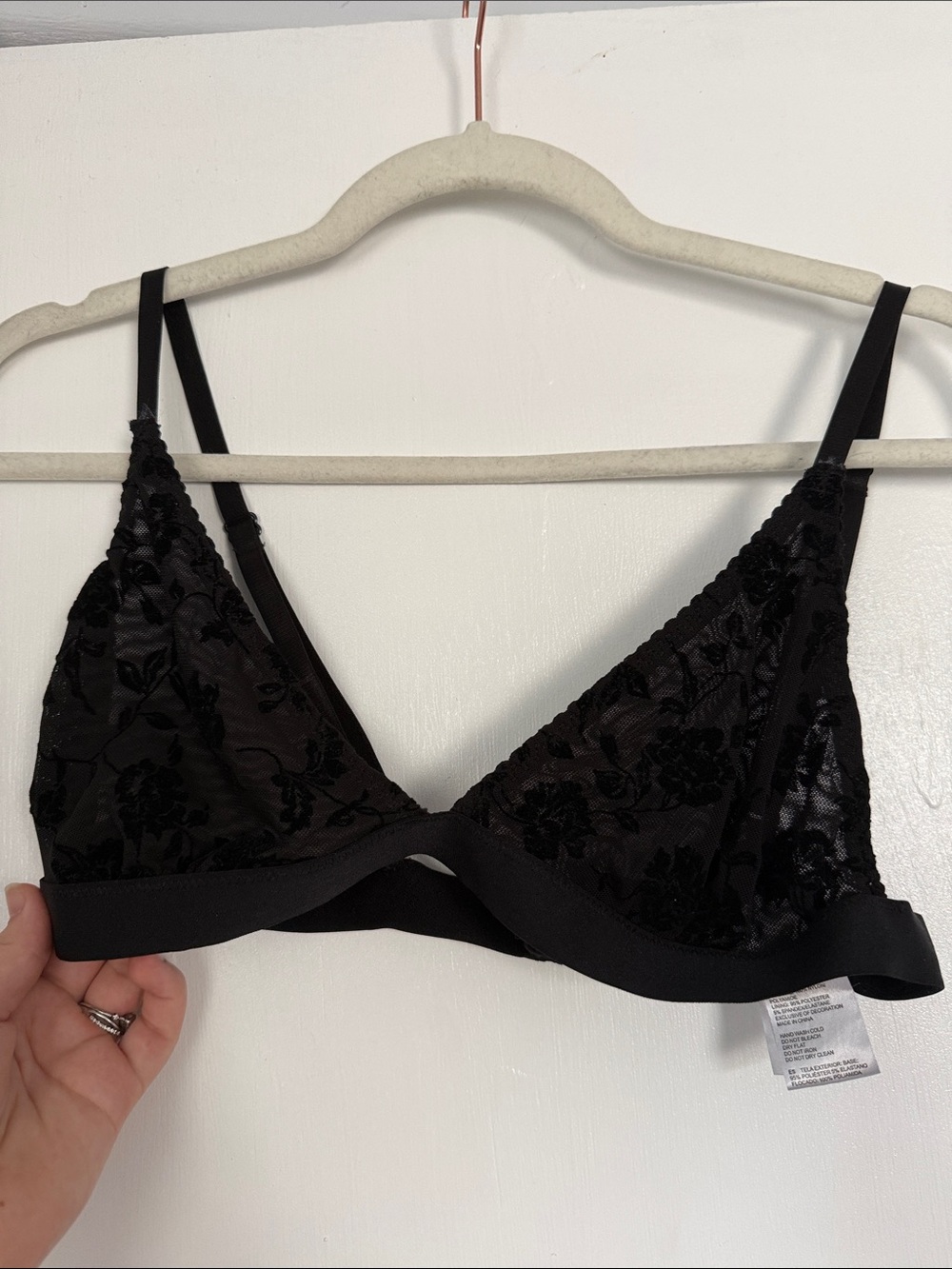Windsor Black Floral Lace Bralette with Stretch Band